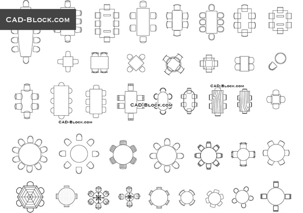 Dining room sets AutoCAD drawings